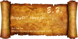 Bogyó Henrik névjegykártya